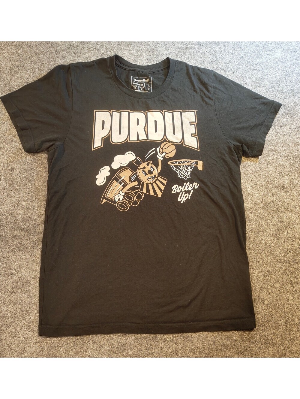 Purdue Homefield T-Shirt Men’s Large Black Boiler Up Basketball Graphic Tee